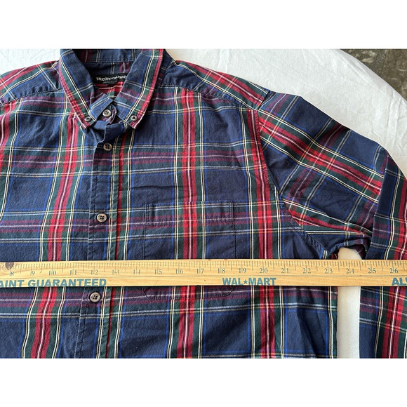 Tricots St Raphael Button Up Shirt Large Blue/Red/Green Plaid Long Sleeve - Picture 7 of 12